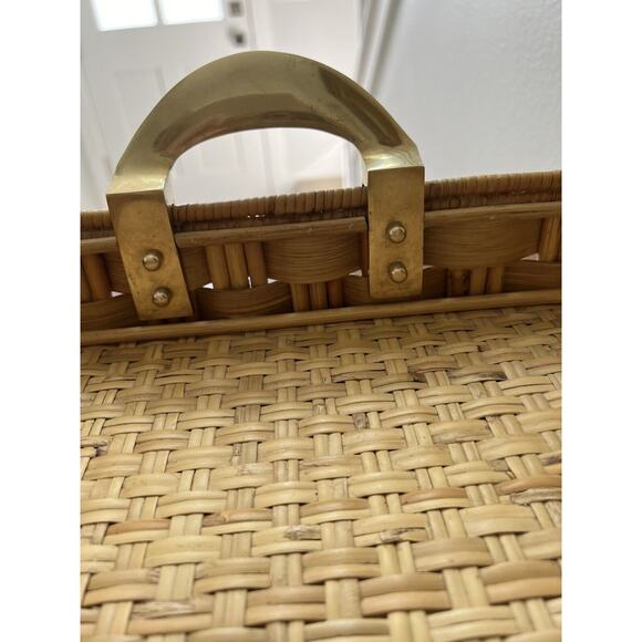 Vintage Ralph Lauren Rattan Reed Tray Brass Handles - Picture 5 of 15